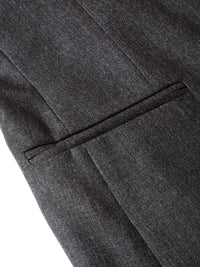 MANQ Men Charcoal Grey Slim Fit Solid Single Breasted Formal Blazer