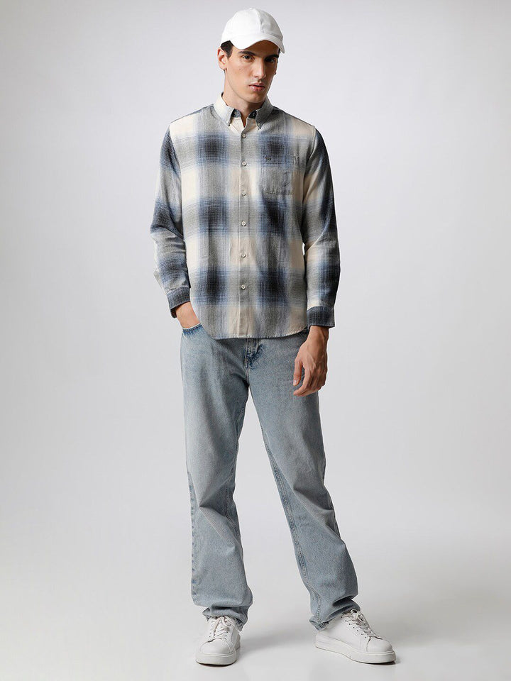 THE BEAR HOUSE Men Slim Fit Checked Pure Cotton Casual Shirt