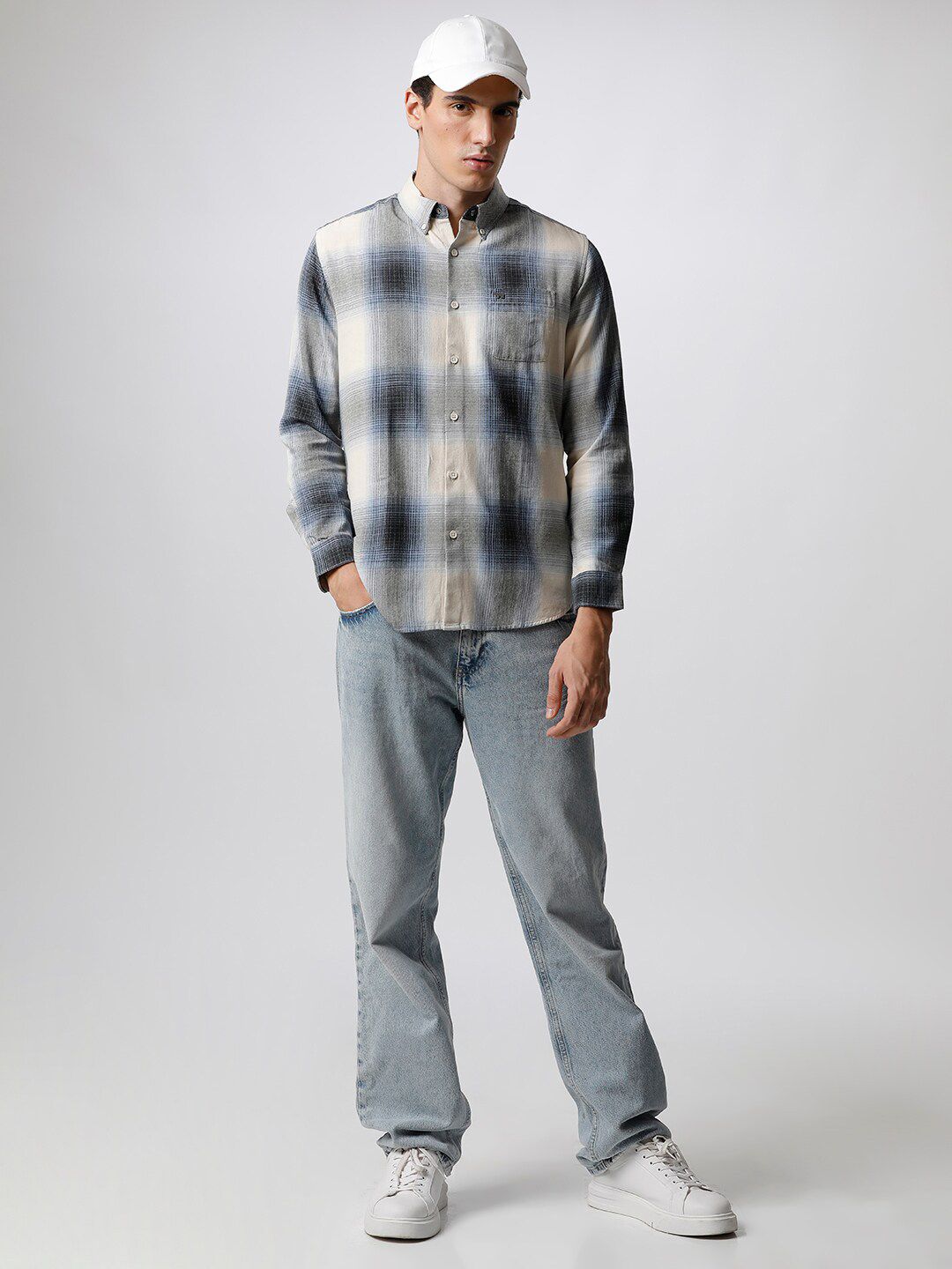 THE BEAR HOUSE Men Slim Fit Checked Pure Cotton Casual Shirt