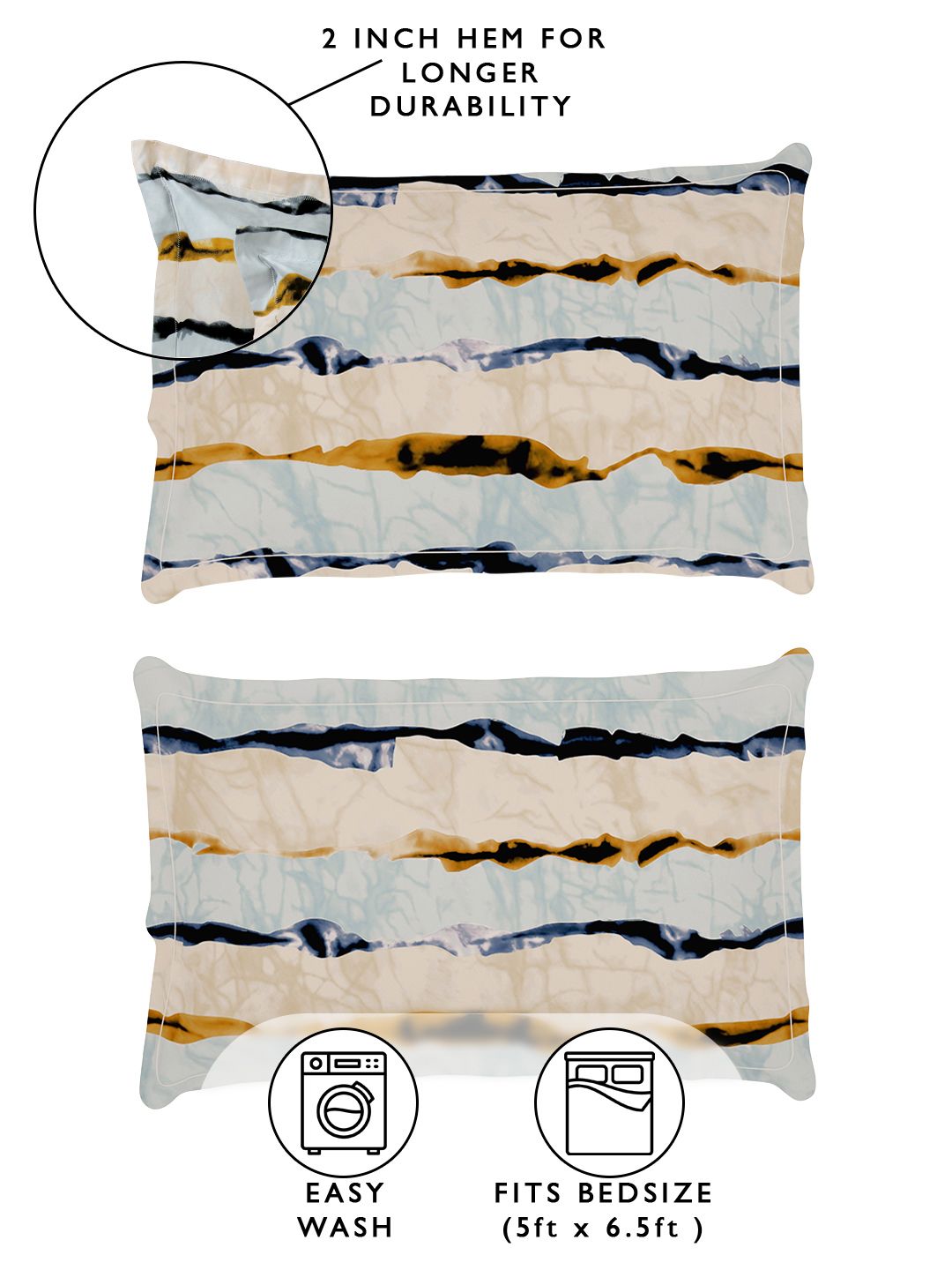 Story@home Arena Cream-Coloured & Grey Printed 180 TC Queen Bedsheet & 2 Pillow Covers