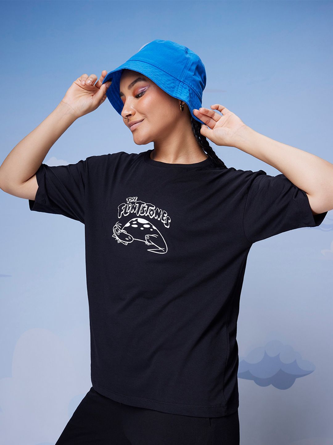 Bewakoof Official Cartoon Network Merchandise The Flintstones Printed Oversized T-shirt