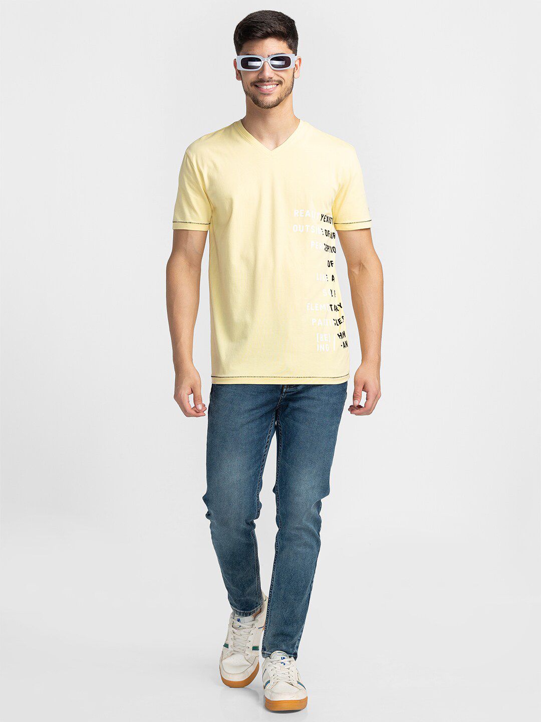 Being Human Typography Printed V-Neck T-shirt