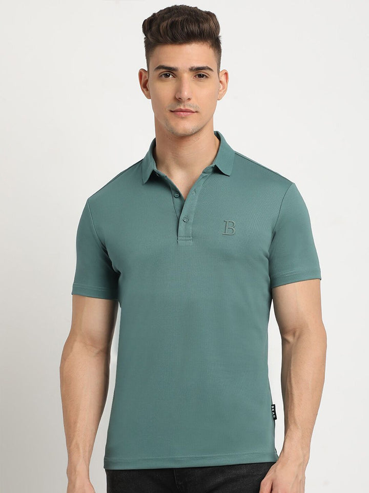 THE BEAR HOUSE Polo Collar Short Sleeves Slim Fit T-shirt