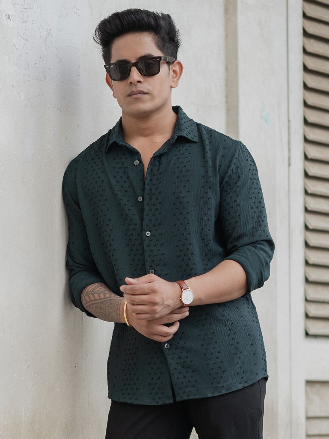 Powerlook Men Spread Collar Abstract Printed Casual Shirt