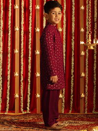 VASTRAMAY Boys Embellished Sherwani Set