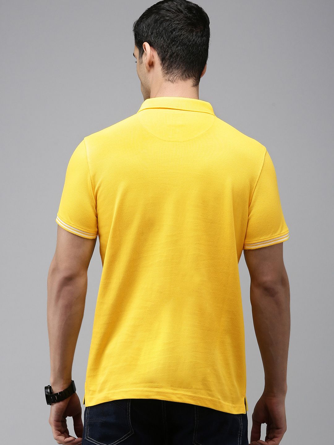 SPYKAR Men Pure Cotton Polo Collar Slim Fit T-shirt