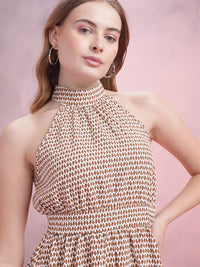 DressBerry Printed Halter Neck A-Line Dress