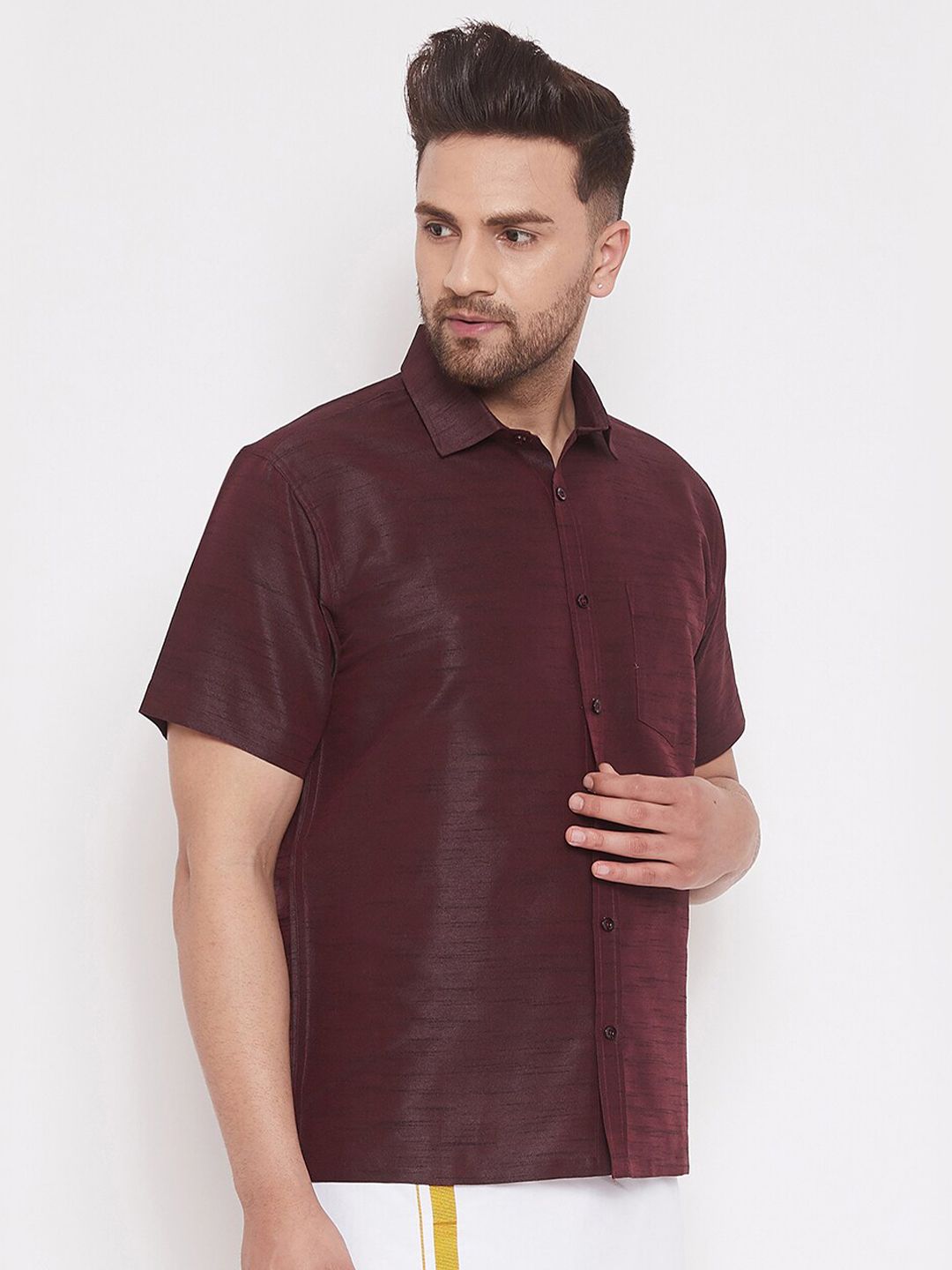 VASTRAMAY Premium Spread Collar Casual Shirt
