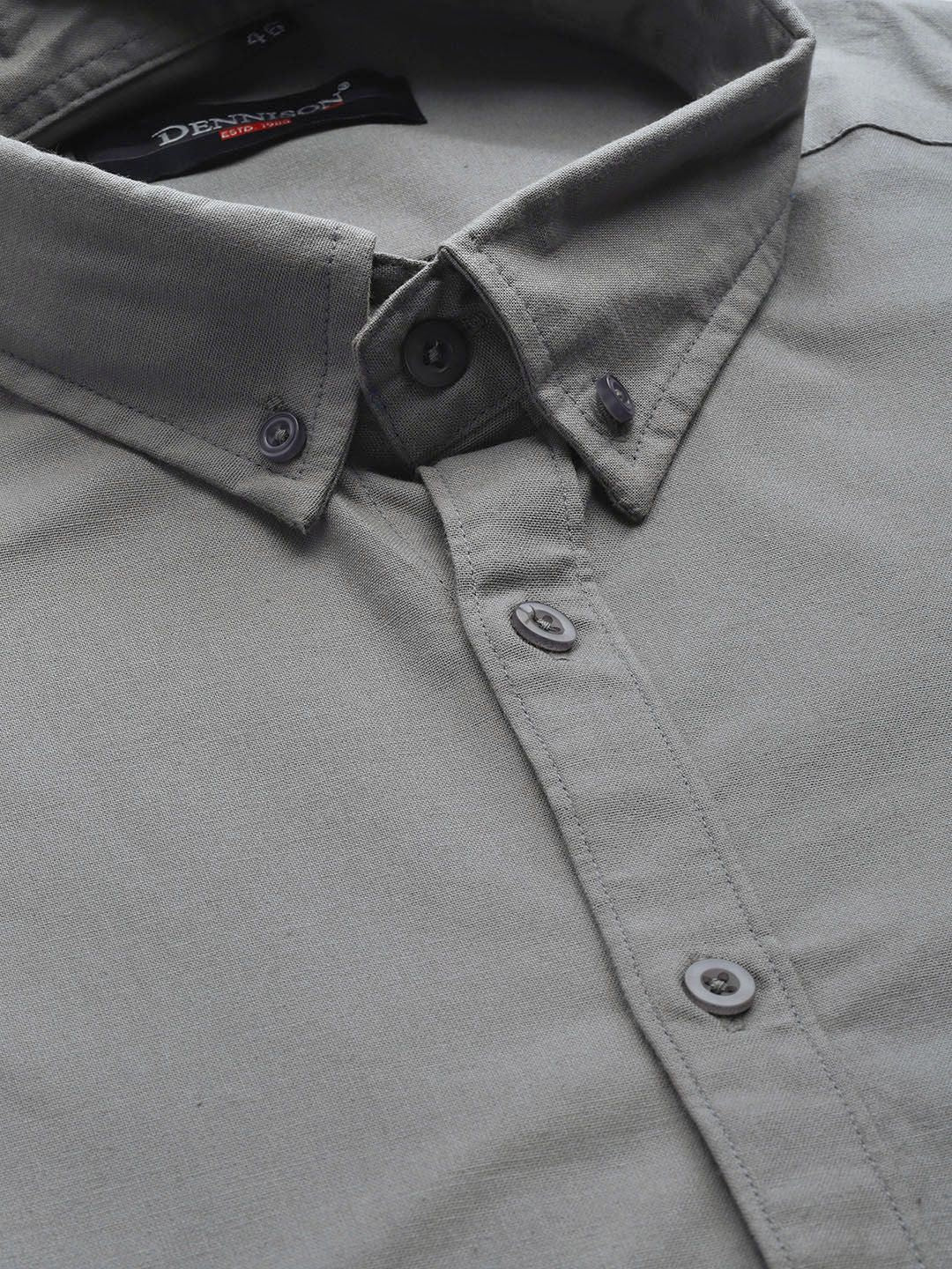 DENNISON Men Grey Smart Slim Fit Opaque Formal Shirt