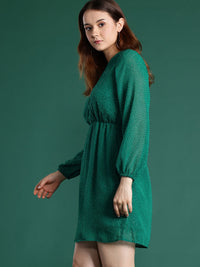 DressBerry Dobby Finish Puff Sleeve Mini Dress