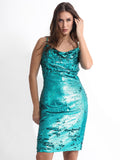 RAREISM Sequin Embellished Shoulder Straps Sheath Dress