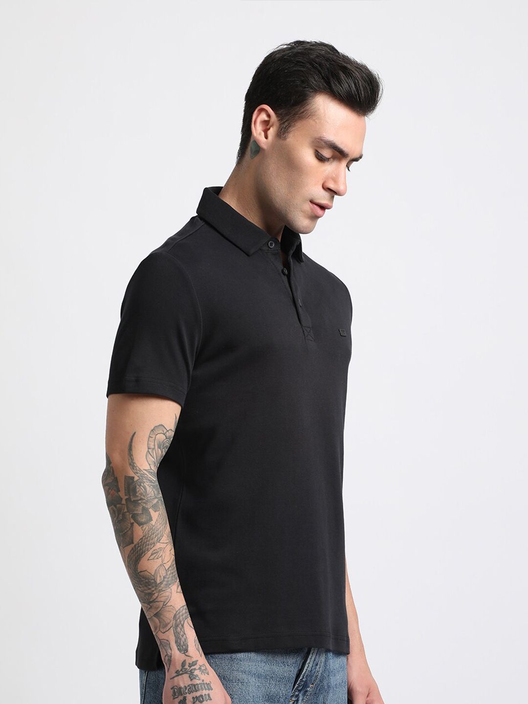 THE BEAR HOUSE Polo Collar Slim Fit Pure Cotton T-shirt