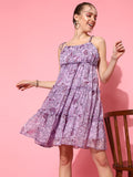 STREET 9 Women Elegant Lavender Floral Dress