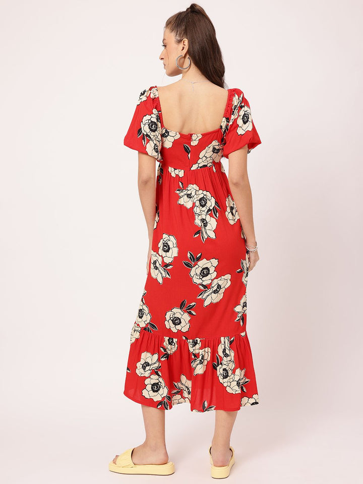 DressBerry Flower Child Bow-Detail A-Line Midi Dress
