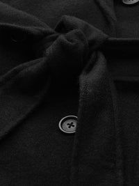 all about you Luxe Collection Women Black Solid Double Breasted Longline Trench Coat