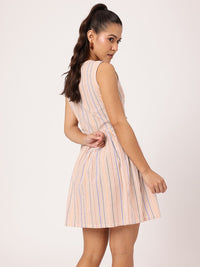 DressBerry Vibrant Stripes Gathered Grace A-Line Mini Dress
