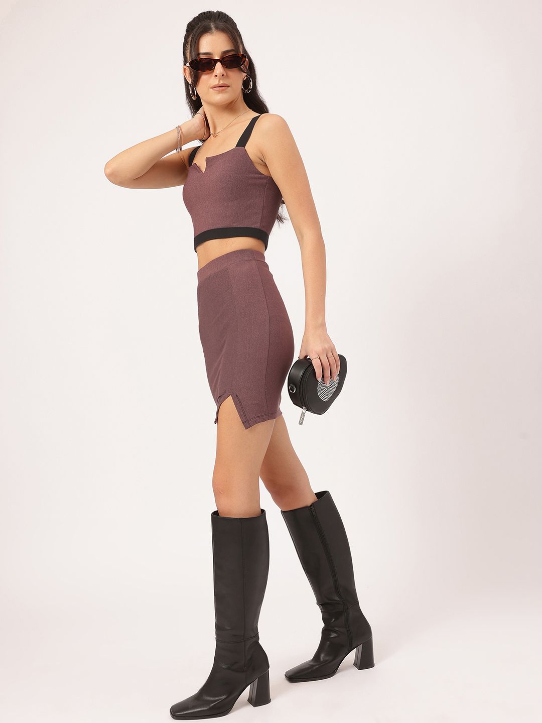 DressBerry Street Savvy Crop Top with Mini Skirt Co-Ords