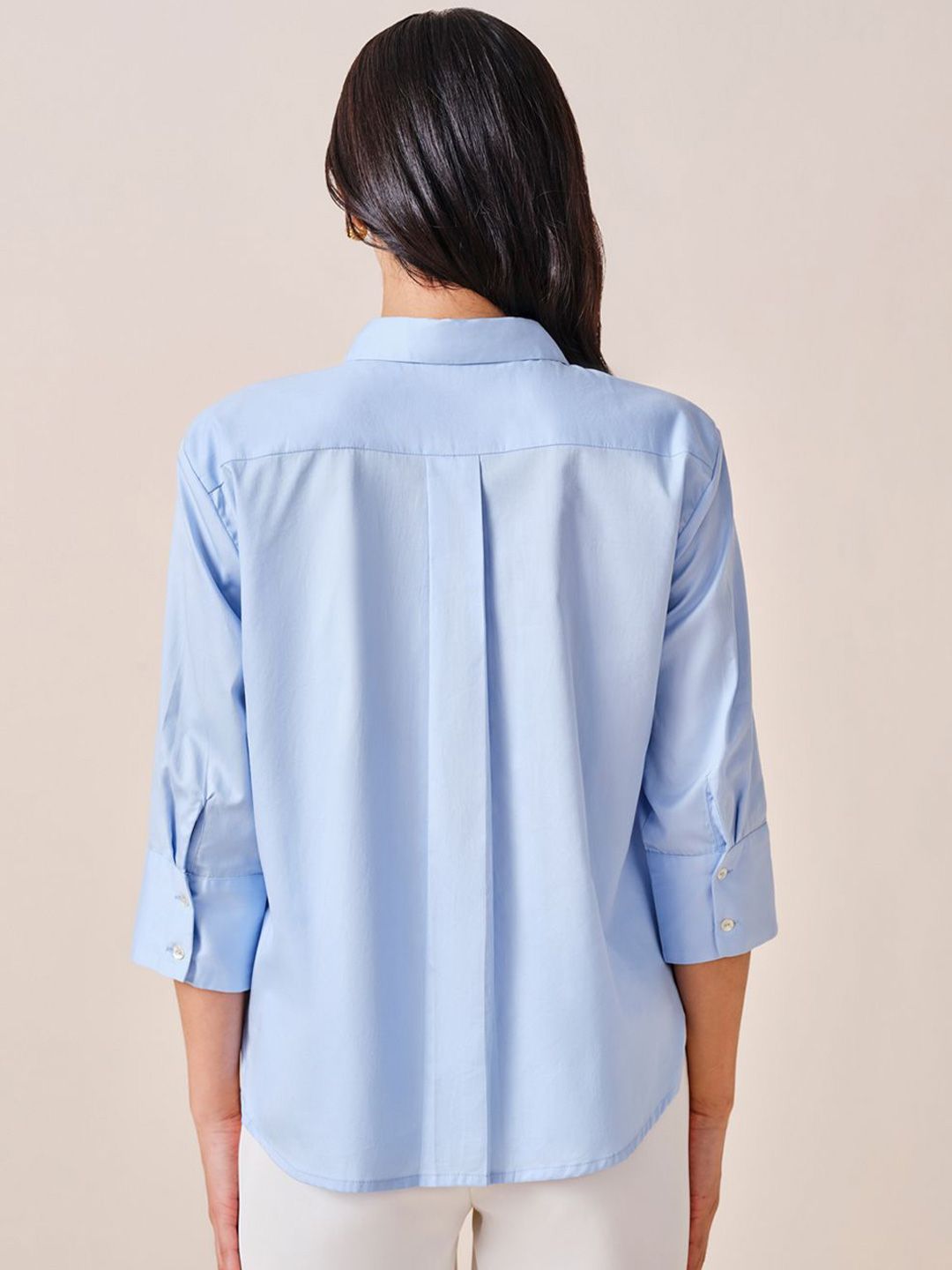 AND Cotton Solid Shirt Style Top