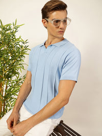 Thomas Scott Men Knit Striped Polo Collar T-shirt