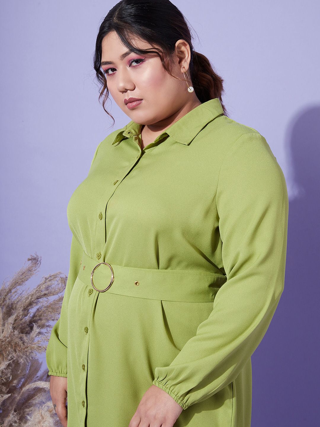 SASSAFRAS Curve Crepe Shirt Dress