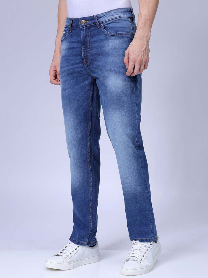 The Indian Garage Co Men Slim Fit Mid-Rise Heavy Fade Stretchable Jeans