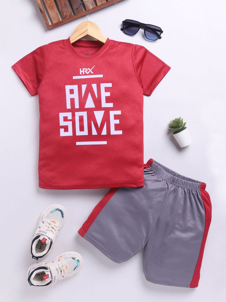 HRX by Hrithik Roshan Boys Rapid-Dry Printed T-shirt with Shorts