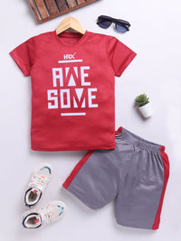 HRX by Hrithik Roshan Boys Rapid-Dry Printed T-shirt with Shorts