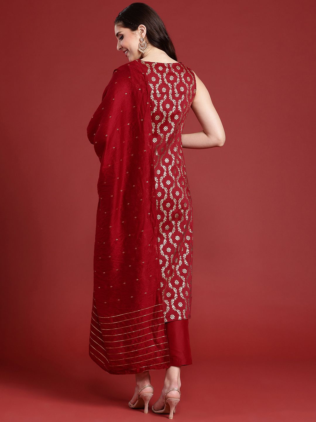 Anouk Women Ethnic Motifs Printed Regular Kurta with Trousers & With Dupatta