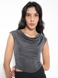 RAREISM Cowl Neck Crop Top