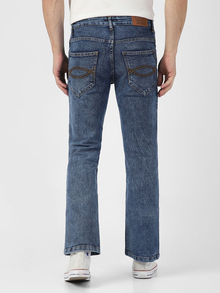 Urbano Fashion Men Bootcut Heavy Fade Clean Look Stretchable Jeans