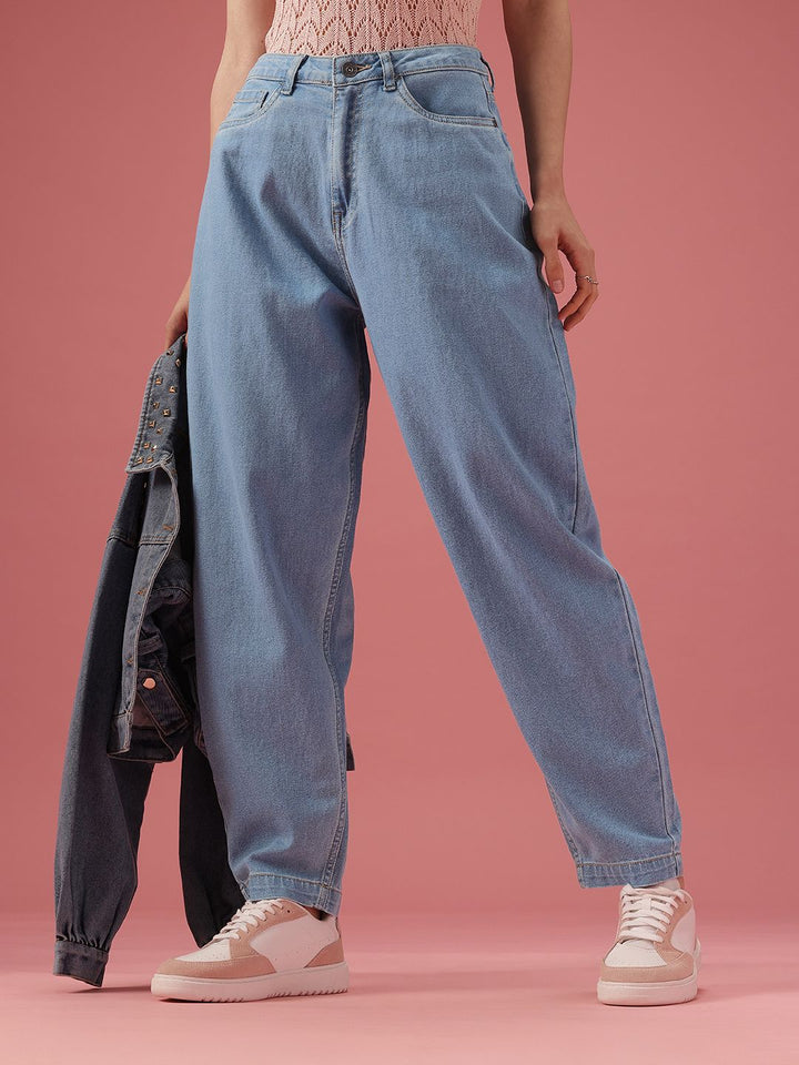 DressBerry Women Slouchy Fit High-Rise Light Fade Stretchable Jeans