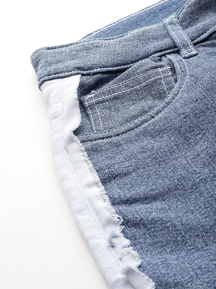 DressBerry Women Straight Fit Colourblocked Panaeled Straight Fit Stretchable Jeans