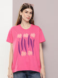 DILLINGER Women Graphic Printed Embossed Oversized T-shirt