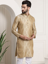 SOJANYA Men Beige Ethnic Motifs Jacquard Kurta