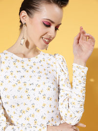 Athena Women Classic White Floral 70s Mini Dress