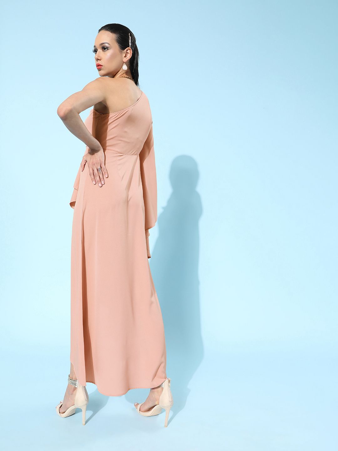 Berrylush Pink Solid One Shoulder Dress