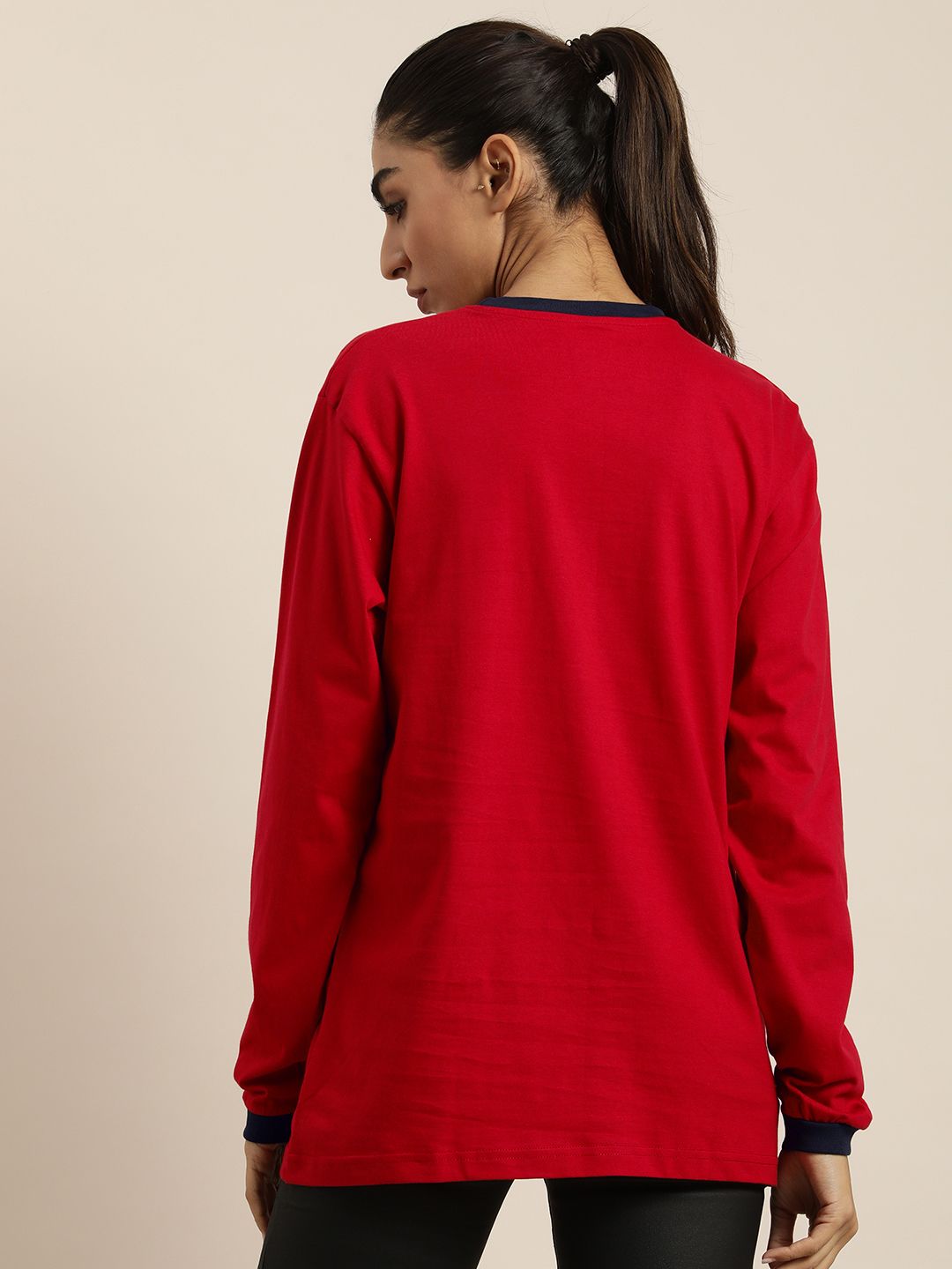 DILLINGER Women Red Typography Printed Loose T-shirt