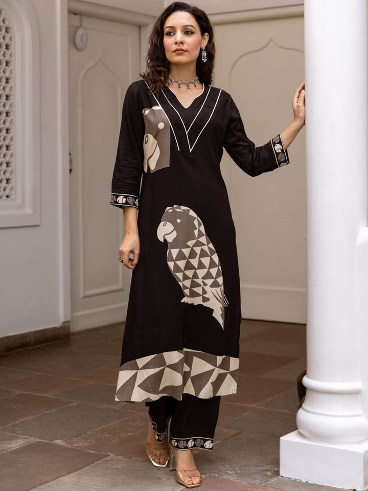 Indo Era Quirky Printed Straight Kurta With Trousers