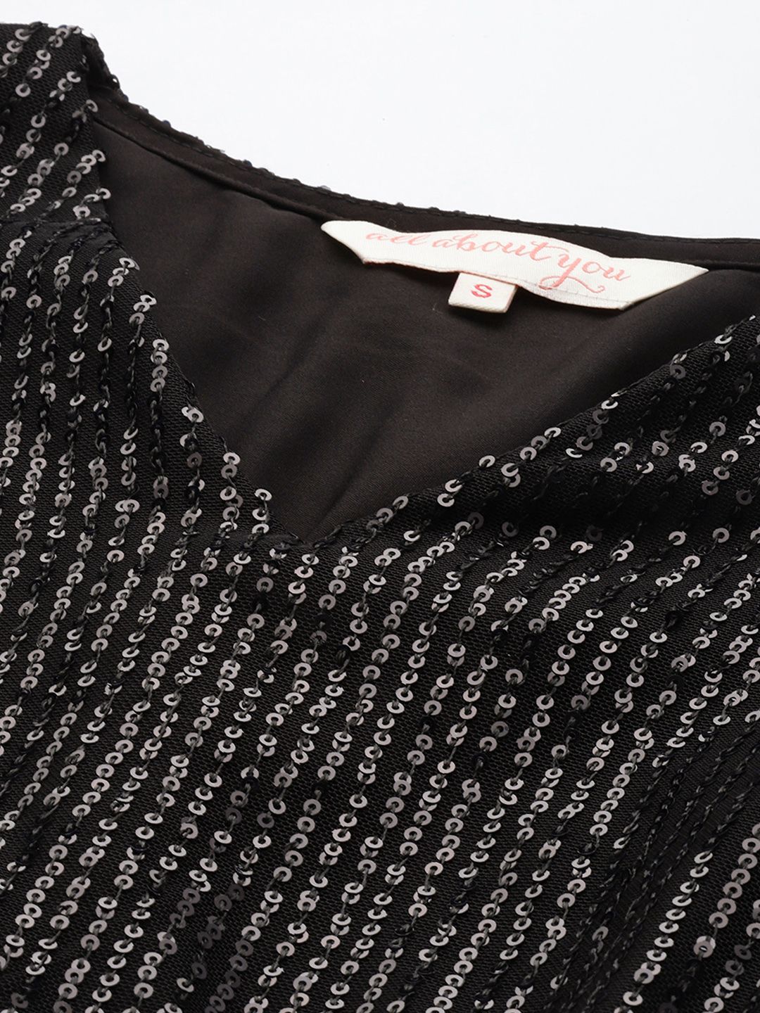 all about you Sequinned Stripes Embellished V-Neck Gathered or Pleated Party Top