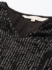 all about you Sequinned Stripes Embellished V-Neck Gathered or Pleated Party Top