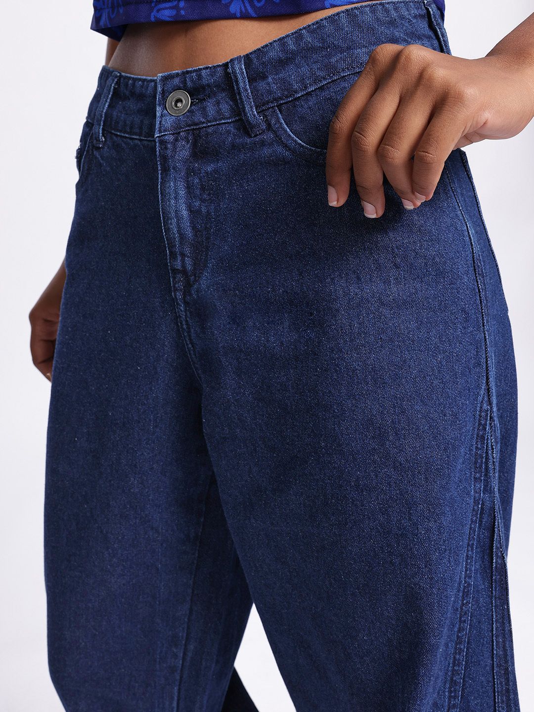 Wanita pakaian longgar & meriah jeans lurus