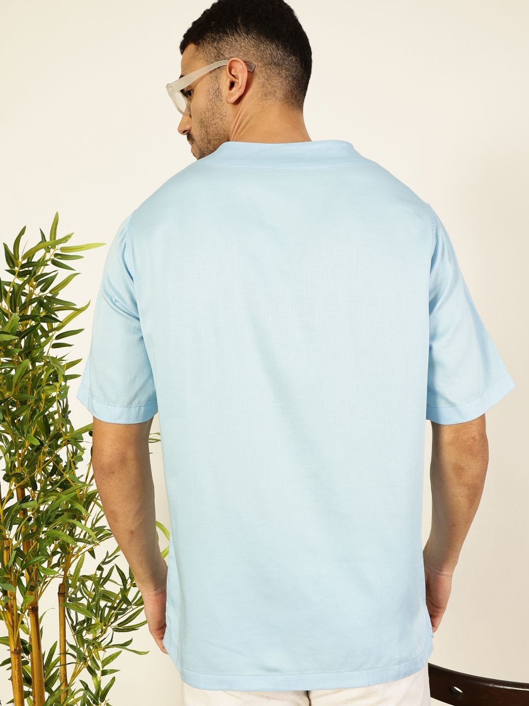 Thomas Scott Men Solid V-Neck Cotton Boxy T-Shirt