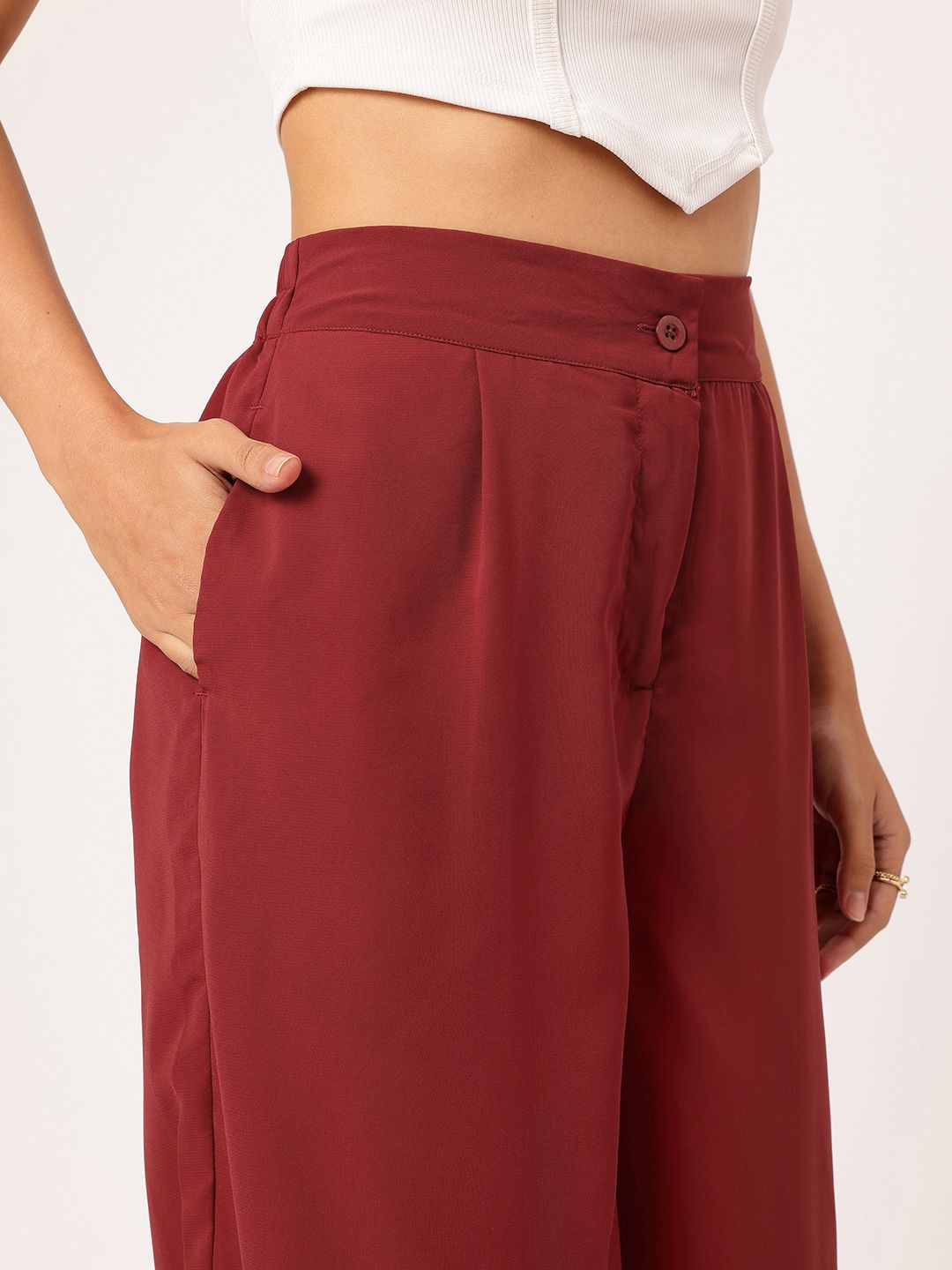 DressBerry Women High-Rise Pleated Flared Trousers