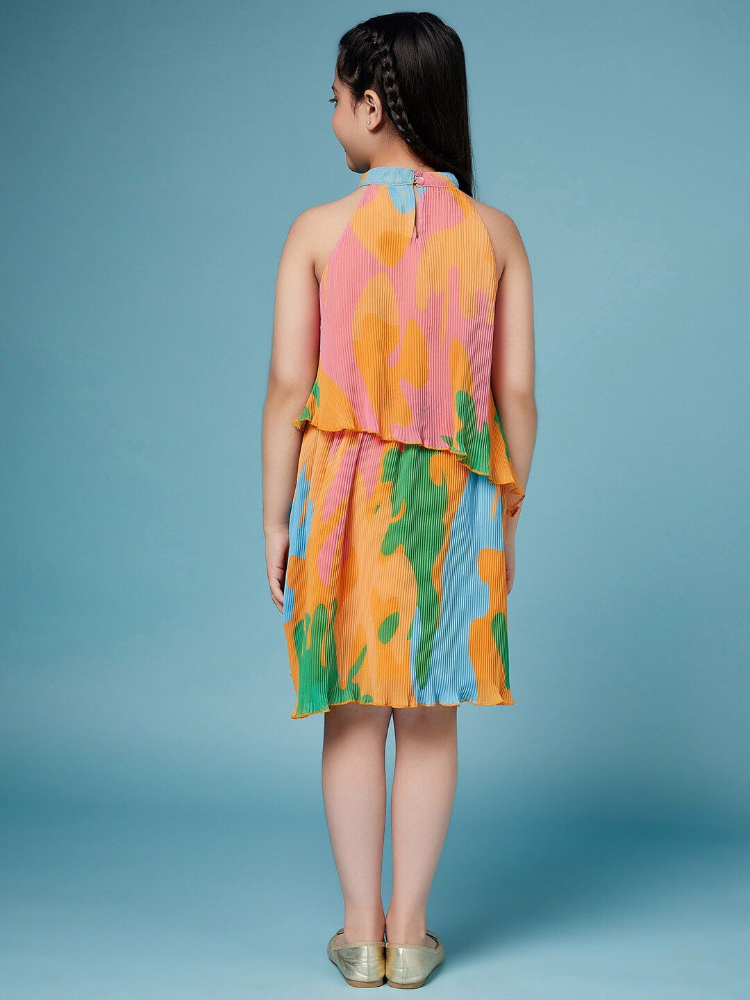 pspeaches Girls Tie and Dye Georgette A-Line Dress