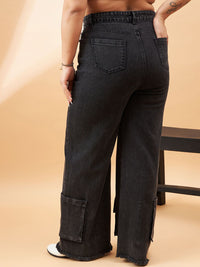 SASSAFRAS Curve Women Plus Size Comfort Straight Fit High-Rise Stretchable Jeans