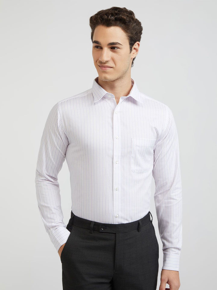 Raymond Pure Cotton Slim Fit Opaque Striped Formal Shirt