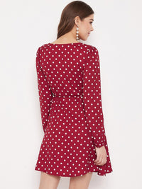 Berrylush Women Red Printed Wrap Dress