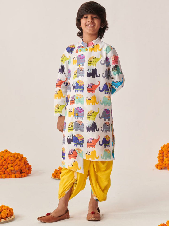 pspeaches Boys Printed Regular Kurta with Dhoti Pants
