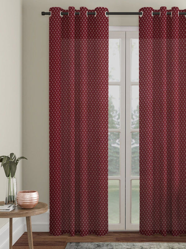HOSTA HOMES Maroon Geometric Door Curtain
