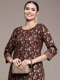 Anouk Women Brown Floral Printed Regular Kurta with Trousers